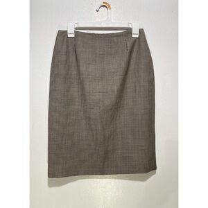 Brooks Brothers pure merino wool skirt USA made career houndstooth brown women 6